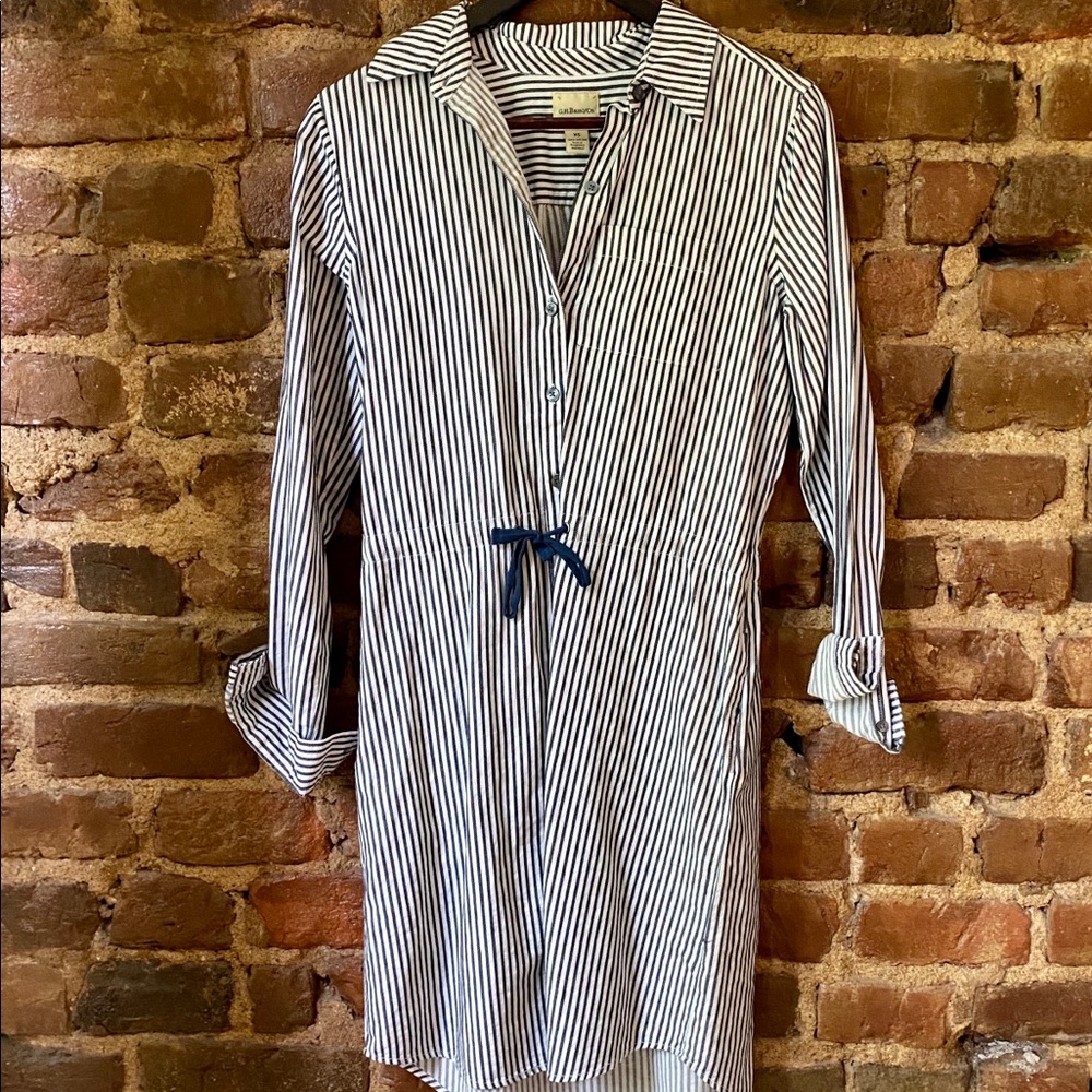 G.H. BASS Striped Collared Shirt Dress, XS